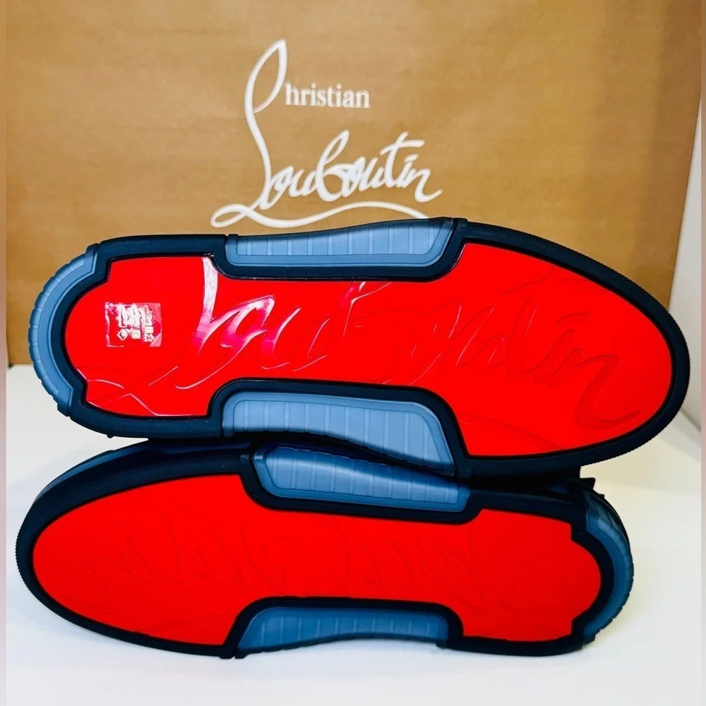 Christian Louboutin Astroloubi Mid-top Sneakers Navy Blue Suede Leather EU-44.5